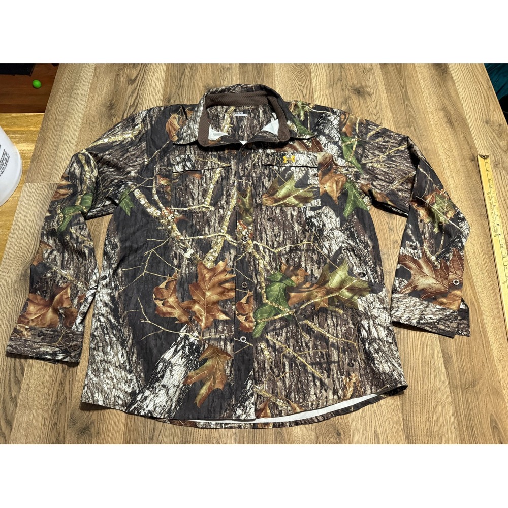 Under Armour Shirt Mens Size XL Camo Button Up Long Sleeve Casual